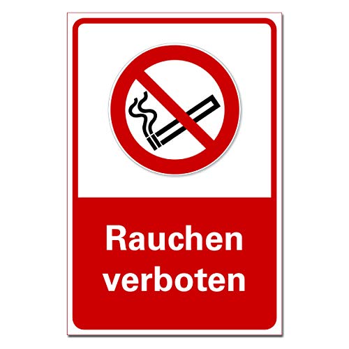 Rauchen verboten Schild Hinweisschild PVC 300 x 200 x 3 mm Vorgebohrt B1-Zertifiziert von BUEWA Schilder