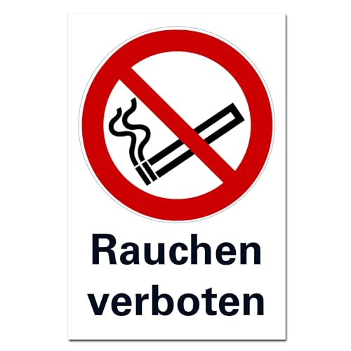 Rauchen verboten Schild Hinweisschild Rauchverbot PVC 300 x 200 x 3 mm Vorgebohrt B1-Zertifiziert von BUEWA Schilder