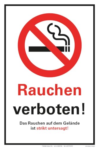 Rauchen verboten Schild Rauchverbot 20x30cm Hartschaum von BUEWA Schilder