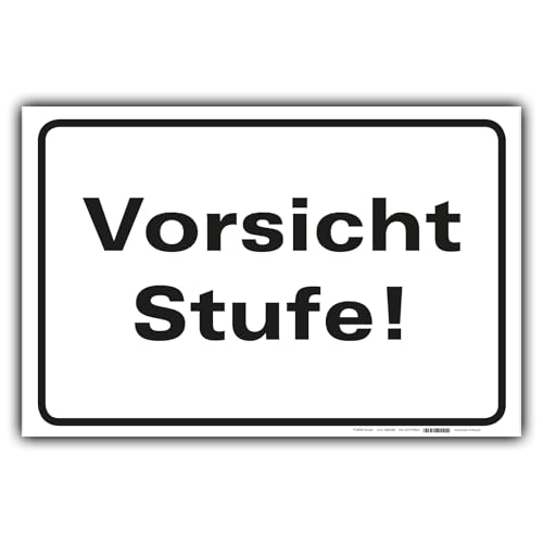 Vorsicht Stufe Schild Hinweisschild Orientierung PVC 300 x 200 x 3 mm Vorgebohrt B1-Zertifiziert von BUEWA Schilder