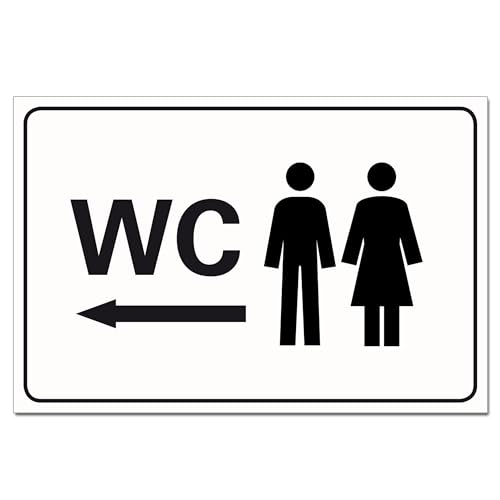 WC Toilettenschild Pfeil Links Orientierung Hinweisschild PVC 300 x 200 x 3 Vorgebohrt von BUEWA Schilder