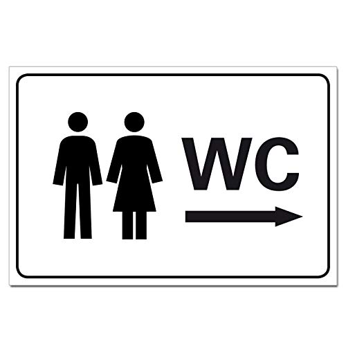 WC Toilettenschild Pfeil Rechts Orientierung Hinweisschild PVC 300 x 200 x 3 Vorgebohrt von BUEWA Schilder
