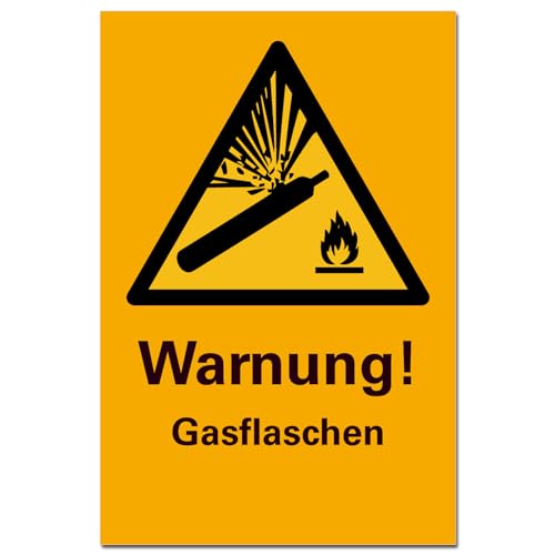Warnung Gasflaschen Schild Hinweisschild PVC 300 x 200 x 3 mm Vorgebohrt B1-Zertifiziert von BUEWA Schilder