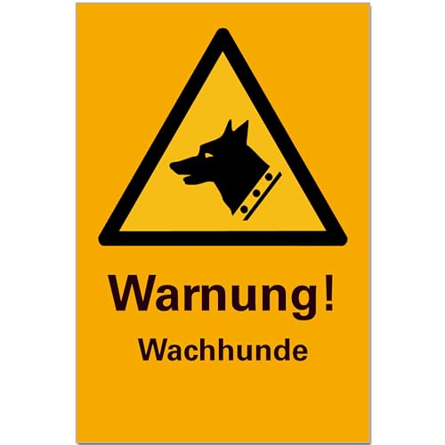 Warnung Wachhund Hund Schild Hinweisschild Allgemein Orange PVC 300 x 200 x 3 mm Vorgebohrt B1-Zertifiziert von BUEWA Schilder