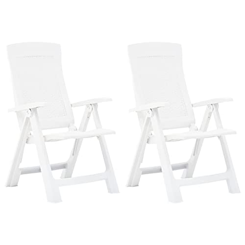 BULANED Verstellbare Gartenstühle 2 STK Hochlehner, Campingstühle, Lehnstühle, Garden Chair, Kunststoff Weiß von BULANED