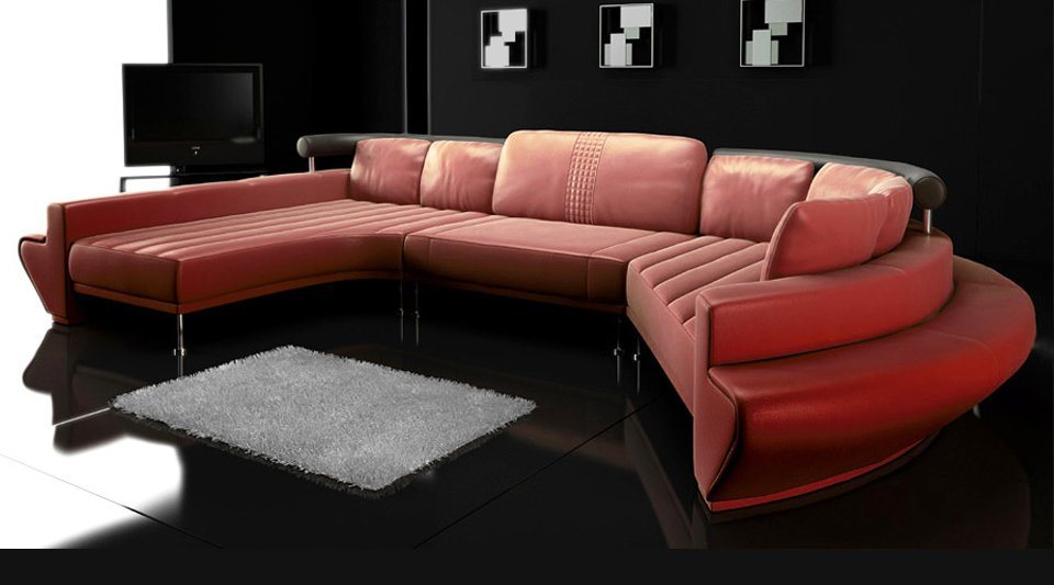 BULLHOFF Wohnlandschaft Ledersofa Designsofa U Wohnlandschaft Rund Couch XXL Zürich, made in Europe, das ORIGINAL"" von BULLHOFF