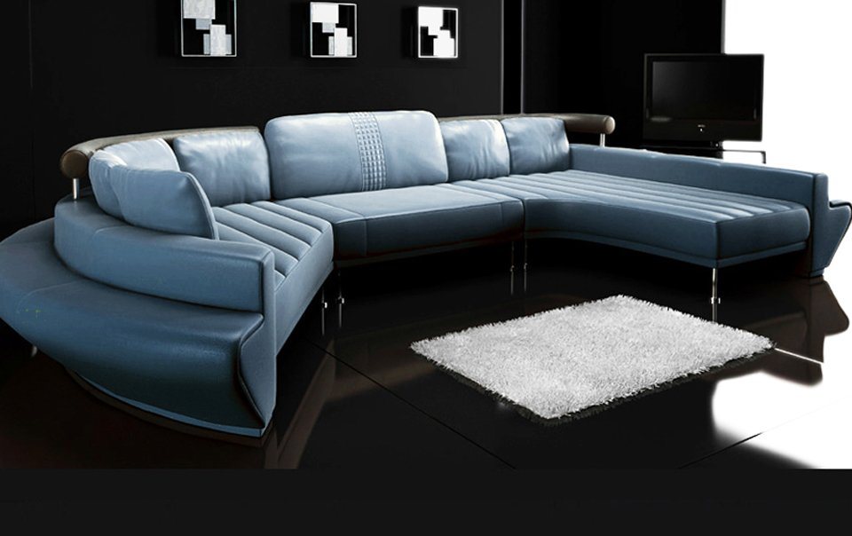 BULLHOFF Wohnlandschaft Wohnlandschaft Leder BLAU GRÜN Sofa U-Form Couch Designsofa »ZÜRICH«, Made in Europe, das ORIGINAL"" von BULLHOFF