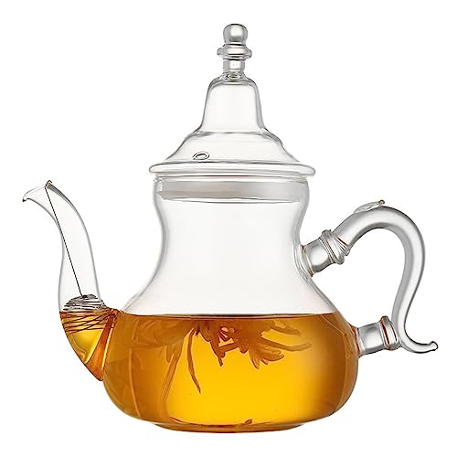 BURLOE Marokkanische Teekanne Aus Messing Kunststoffgriff Orientalische Kanne Kaffeekanne Für Saft Milch Arabische Teekanne Für Hause Nachmittagstee,1200ml von BURLOE