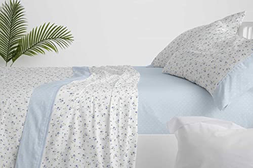 Burrito Blanco Bettwäsche-Set für Betten mit 90 cm (+ verfügbare Größen), 50% Polyester, 50% Baumwolle, leicht zu bügeln, Design 530, Blau von BURRITO BLANCO