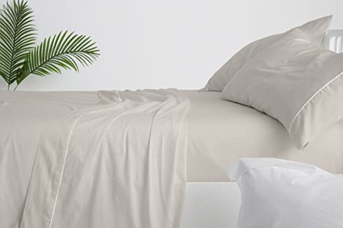 Burrito Blanco │ Bettlaken aus Baumwolle, 135 cm Bett (+ Größen erhältlich)│ Weiche Haptik │ Design 620, Beige von BURRITO BLANCO