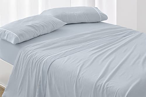 Burrito Blanco │ Bettlaken aus Baumwolle, 135 cm Bett (+ Größen erhältlich)│ Weiche Haptik │ Design 620, Blau von BURRITO BLANCO