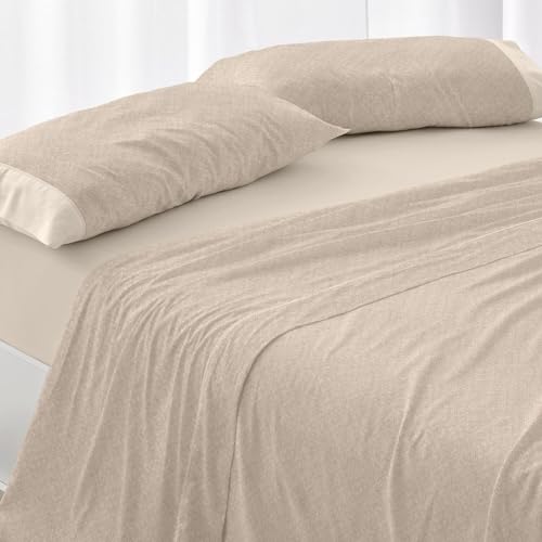 Burrito Blanco Bettwäsche-Set für Betten mit 90 cm Breite (+ verfügbare Größen), Polyester, 50% Baumwolle, 50% Baumwolle, Design 042, Rattanfarbe (90 x 190/200 cm) von BURRITO BLANCO