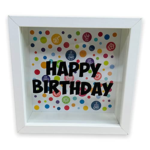 BUSDUGA 2926 Sparkasse Happy Birthday Spardose Bilderrahmen 15x15x5cm Geschenkidee von BUSDUGA