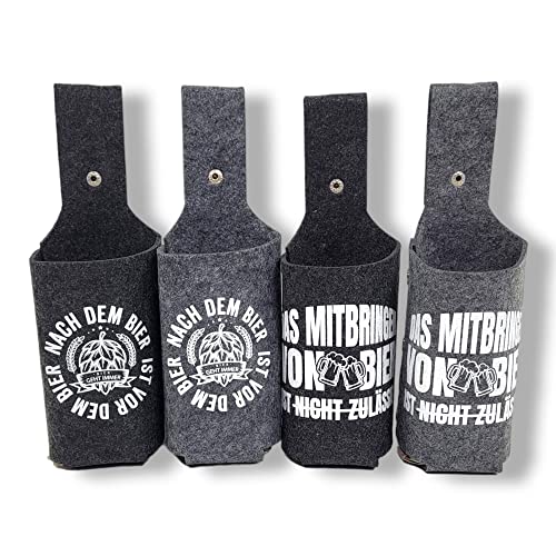 BUSDUGA 4129 4er Set Bierholster für Männerausflug, Vatertag 8x24x8cm Flaschenhalter Bierhalfter Flaschenträger mit Aufdruck von BUSDUGA