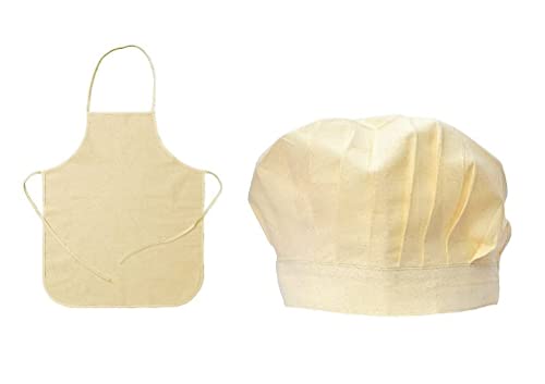 Latzschürze / Kochschürze mit Kochmütze verstellbar aus Baumwolle der ideale begleiter für die kleinen Kochprofis - zum selber bemalen geeignet von BUSDUGA