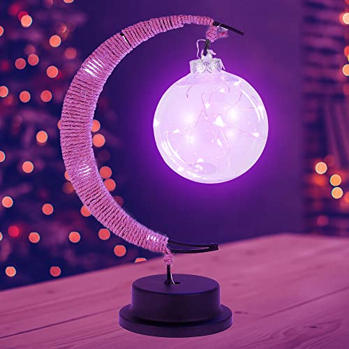 BUTORY Mondlampe zum Aufhängen Mondlicht Mondlampe Hängende LED-Mond lampe Kinder Nachtlicht Desktop Night Light für Zuhause, Schlafzimmer, Party, Ornamente, Geschenke (Lila) von BUTORY