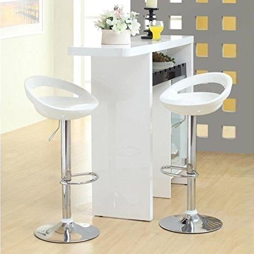 BUTUN Barhocker 2er Set aus ABS-Kunststoff, Höhenverstellbare Barstühle, 360° Drehstuhl, Barstuhl Küche für Patio Bar Wohnzimmer Lobby (Weiß) von BUTUN