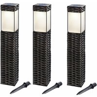 Buvtec '3er Set' led Solar Standleuchtenset Rattan 3500 k von TECHNIK@ALL