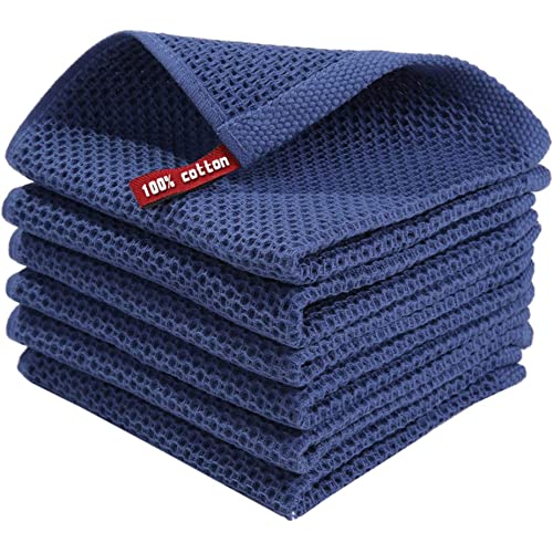 BW&HM Baumwolltücher Spültücher Baumwolle spültuch Baumwolle waschbar für Haushalt Küche Geschirr 6er Set 33x33 CM Navy Blau von BW&HM