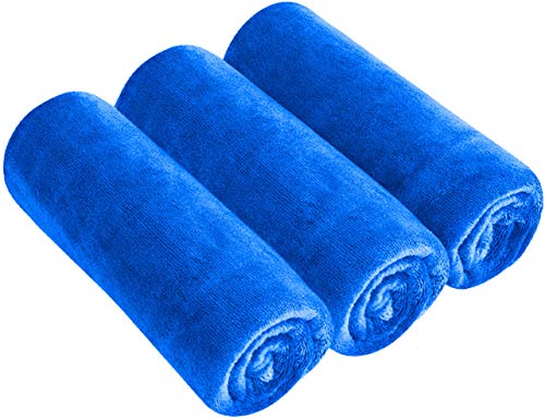 BW&HM Mikrofaser-Handtücher, schnell trocknend, ultraweich, super saugfähig, Sport-Schweiß-Workout-Handtücher für Damen und Herren, 3er-Pack, 40 cm x 80 cm (blau) von BW&HM