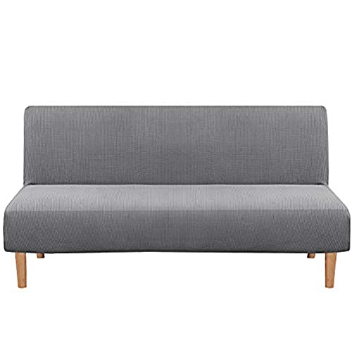 BXFUL Elastischer Sofabezug Ohne Armlehne Sofaüberwurf Sofabezug Armlose Antirutsch Sofahusse Couch überzug für Klappcouch ohne Armlehnen (Hellgrau) von BXFUL