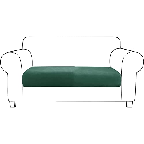 BXFUL Sofa-Sitzkissenbezüge, Sofakissen-Bezüge Stretch-Samt, Couchkissen-Bezüge Ersatz für individuelle Kissen mit elastischem Stoff (2-Sitzer,Dunkelgrün) von BXFUL