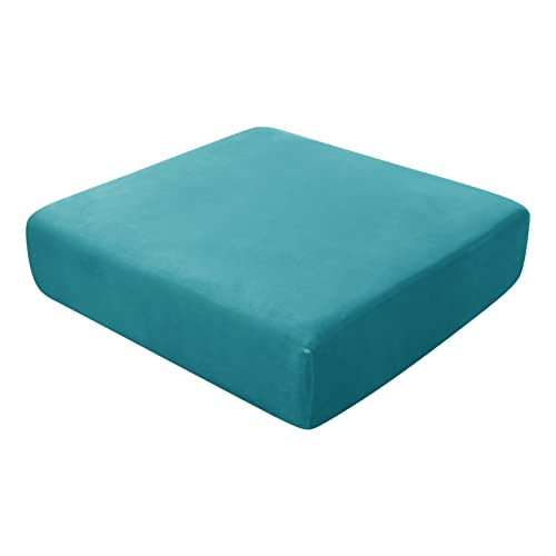 BXFUL Sofa-Sitzkissenbezüge, Sofakissen-Bezüge Stretch-Samt, Couchkissen-Bezüge Ersatz für individuelle Kissen mit elastischem Stoff (4-Sitzer,Blaugrün) von BXFUL