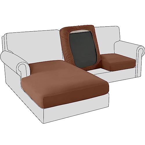 Sofa Sitzkissenbezug, Samt Stretch Bezug für Sofa Sitzkissen, Elastische Couchüberzüge, Sofasitzbezug Schonbezug Ersatz für einzelne Kissen (Großer 1-Sitzer,Dunkler Kaffee) von BXFUL