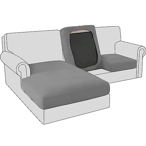 Sofa Sitzkissenbezug, Samt Stretch Bezug für Sofa Sitzkissen, Elastische Couchüberzüge, Sofasitzbezug Schonbezug Ersatz für einzelne Kissen (Rückenlehnenbezug,Dunkelgrau) von BXFUL