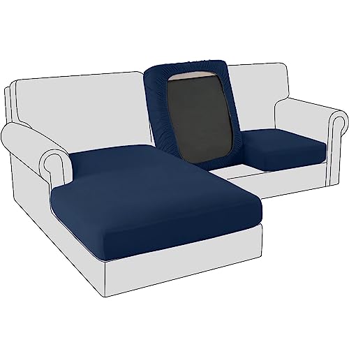 Sofa Sitzkissenbezug, Samt Stretch Bezug für Sofa Sitzkissen, Elastische Couchüberzüge, Sofasitzbezug Schonbezug Ersatz für einzelne Kissen (2-Sitzer,Marineblau) von BXFUL
