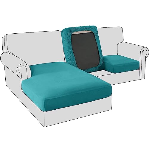 Sofa Sitzkissenbezug, Samt Stretch Bezug für Sofa Sitzkissen, Elastische Couchüberzüge, Sofasitzbezug Schonbezug Ersatz für einzelne Kissen (2-Sitzer,Türkisblau) von BXFUL
