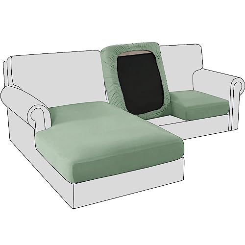 Sofa Sitzkissenbezug, Samt Stretch Bezug für Sofa Sitzkissen, Elastische Couchüberzüge, Sofasitzbezug Schonbezug Ersatz für einzelne Kissen (Großer 3-Sitzer,Hellgrün) von BXFUL