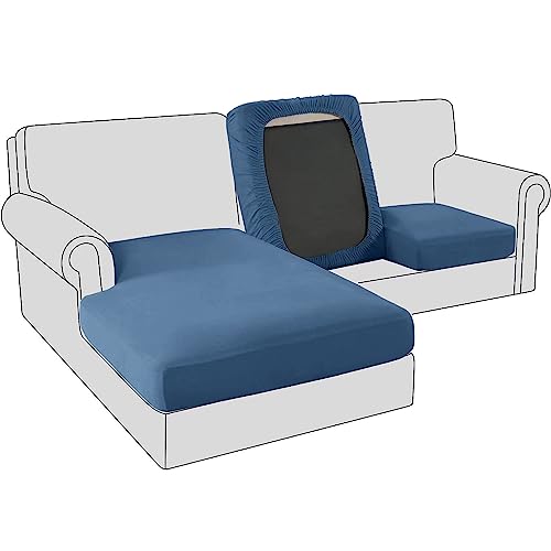 Sofa Sitzkissenbezug, Samt Stretch Bezug für Sofa Sitzkissen, Elastische Couchüberzüge, Sofasitzbezug Schonbezug Ersatz für einzelne Kissen (Rückenlehnenbezug,Saphir) von BXFUL