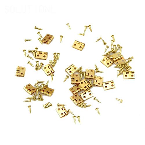 BYFRI 20pcs Mini-Metall-goldenes Scharnier 10x8mm mit 80pcs Schrauben für 1/12 Haus Miniatur-Kabinett-Möbel Messing Scharnier Puppenstuben Closet von BYFRI