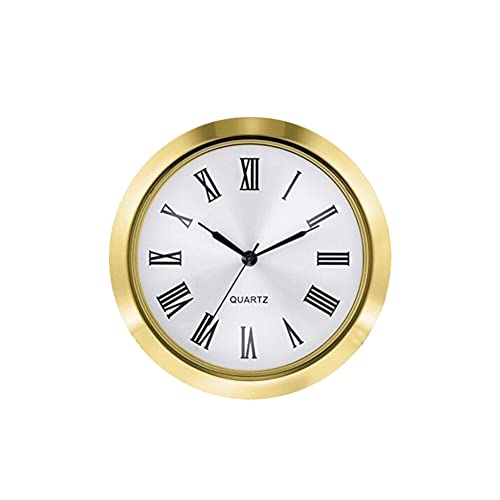 Uhrwerk Einbau-Uhr, 55mm Runde Quarz Uhrwerk Geräuschlos Einsteckuhr mit Römischen Ziffern Quarzuhr Batteriebetrieben Miniatur Uhrwerk Vintage Uhreneinsatz Wanduhr für Schlafzimmer Wohnzimmer Büro von BYNYXI