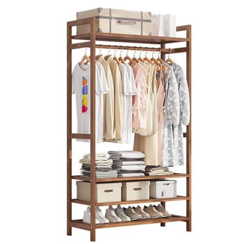 Garderobenständer, offene Garderobe mit Ablage, verstellbare tragbare Garderobe, geeignet für Schlafzimmer und Wohnzimmer, braun, 70 x 30 x 150 cm A,70 * 30 * 150cm von BYOUQ