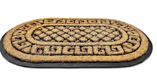BaWoTec Premium Kokosmatte Türmatte Fußmatte extra Dicke Qualität halbrund Motiv Oval 75 x 45 cm von BaWoTec