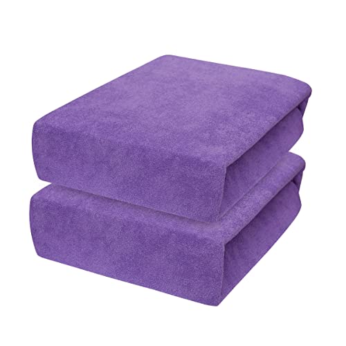 2 x Frottee Spannbettlaken für 120 x 60 cm Kleinkind Baby Kinderbett Bett Matratze (Violett) von Baby Comfort