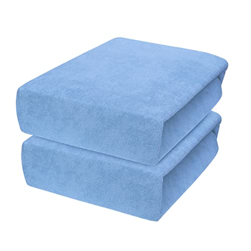 2 x Frottee-Spannbettlaken für Babybett-Matratzen 160 x 70 cm (Blau) von Baby Comfort