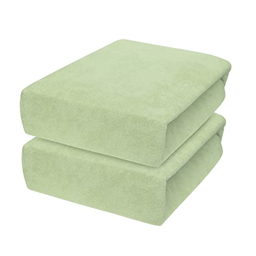 2 x Frottee-Spannbettlaken für Babybett-Matratzen 160 x 70 cm (Grün) von Baby Comfort