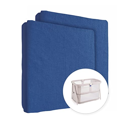 2X Jersey 100% Baumwolle Spannbetttuch für 95x65cm Baby Reise Kinderbett Matratze (Königsblau) von Baby Comfort