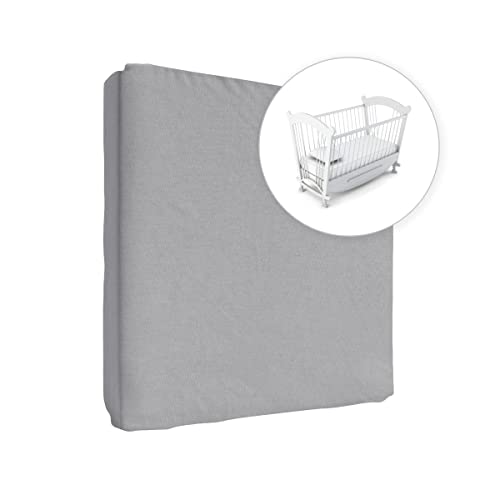 Jersey Spannbetttuch für Babybett, 100% Baumwolle, passend für 90 x 50 cm Babybett-Wiegebett-Matratze (Grau) von Baby Comfort