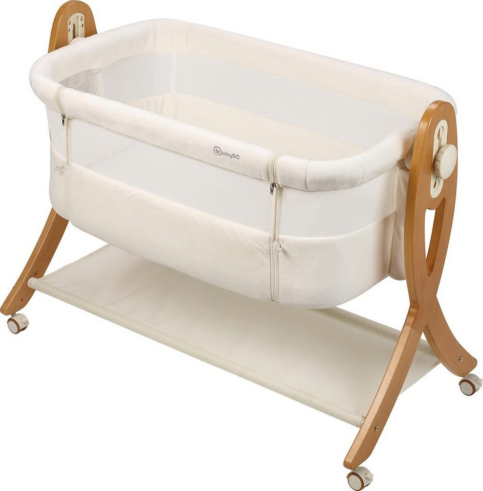 BabyGo Beistellbett SidebySide, weiß/beige, mit Schaukelfunktion von BabyGo