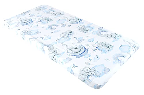 BABYLUX Baby Spannbettlaken für Kinderbett - 100% Baumwolle,60x120 / 70x140 cm weich und bequem, passend für alle Standardmatratzen, (126. Elefanten Blau, 70x140cm) von BabyLux