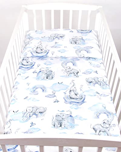 BabyLux Bettwäsche Bezug 2 TLG. 100 x 135 cm / 90 x 120 cm Kinderbettwäsche Bettwäsche Kind Bettset Baby Babybettwäsche (126. Elefanten Blau, 100 x 135 cm) von BabyLux