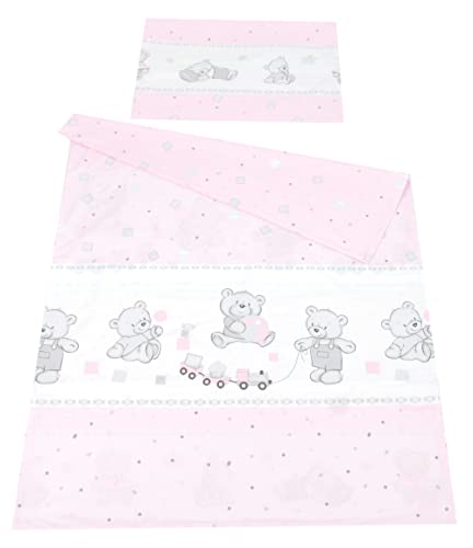 BabyLux Bettwäsche Bezug 2 TLG. 100 x 135 cm Kinderbettwäsche Bettwäsche Bettset Babybettwäsche (71. Bär Cookie Rosa) von BabyLux