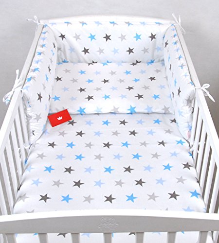 BabyLux Kinderbettwäsche 2 TLG. 90 x 120cm Bettwäsche Bettset Babybettwäsche (94. Sterne Blau) von BabyLux