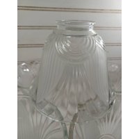 5 Lampenschirm Vintage Klar & Frosted Glas Decken Fächer Light Globe Shade 5×2" Zustand Ist in Gutem | P1-5 von BacktoyouShop