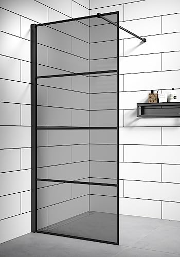 Duschwand Essos 80 x 200cm - Grauglass - Glas Duschabtrennung Schwarz - Walk-In Dusche Nano Duschtrennwand von Badplaats B.V.