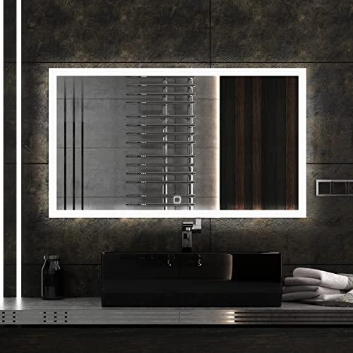 Badspiegeldesign - Badezimmerspiegel mit Beleuchtung LED Ledfields, Badspiegel mit Beleuchtung 120x80 cm, Badspiegel LED mit Touchschalter, Spiegel mit Einer Farbneutralen LED-Lampe zirka 4000K von Badspiegeldesign